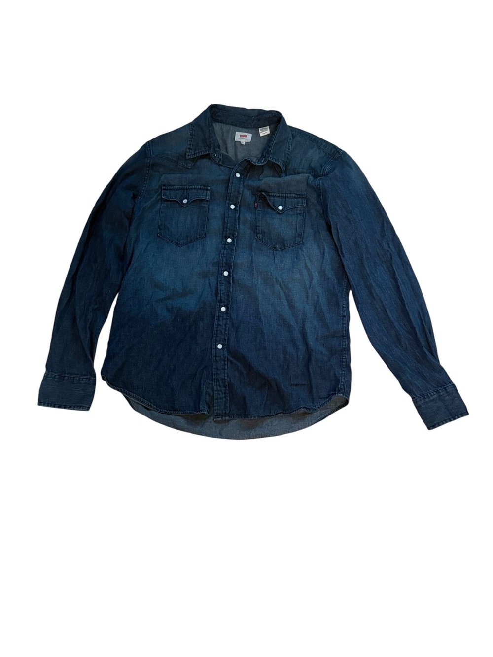 Levi’s Dark Blue Denim Pearl button snap Shirt Size XL